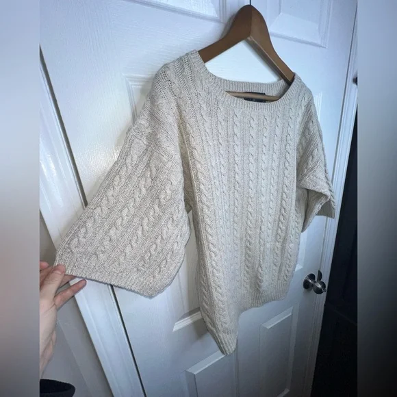 Ralph Lauren Women’s Medium Beige Linen Cotton Knit Short Sleeve Sweater Top M - Picture 3 of 11